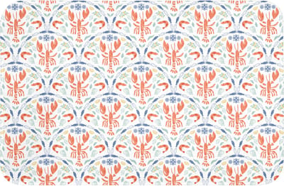 Badmat 60x40 cm - Antislip - Kreeft - Patroon - Blauw - Badmatten voor badkamer - Badkamermat - Douchemat - Badkamer mat
