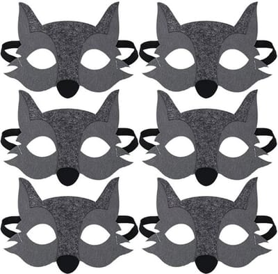 Dailygoods- Wolf-maskers 6 stuks - Dierenmaskers - Vilten Maskers