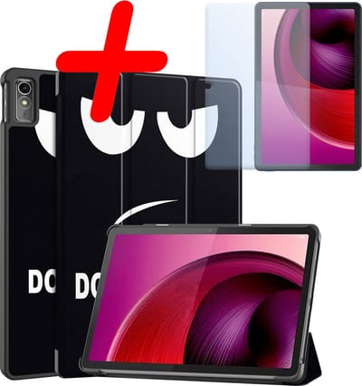 Hoesje Geschikt voor Lenovo Tab M10 5G - Met Screenprotector - Trifold Bookcase - Hard Cover - Hardcover Book Case - Tablet Hoes - Don't Touch Me