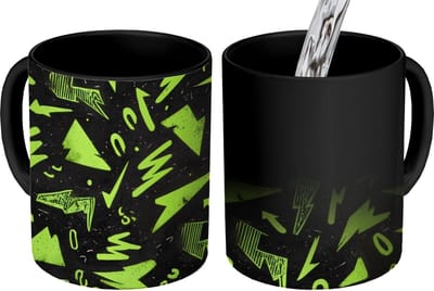 Magische Mok - Foto op Warmte Mokken - Koffiemok - Vormen - Pijlen - Abstract - Zwart - Magic Mok - Beker - 350 ML - Theemok