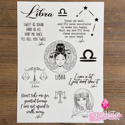 GetGlitterBaby® - Plak Tattoos / Tijdelijke Tattoo / Nep Tatoeage / Fake Temporary Tattoo - Sterrenbeeld - Weegschaal / Libra