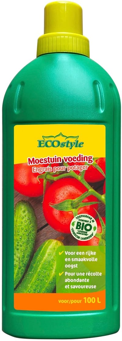 ECOstyle Moestuin Voeding Organische Meststof - Voor Rijke en Smaakvolle Oogst - Voor Alle Groenten, Kruiden en Frruit - 1 L