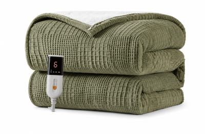 BSS® Elektrische Onderdeken / Elektrische Deken 130x180 cm – Supersnel Warm – Ultrazacht – 9 Warmtestanden – Machinewasbaar – Grijsgroen