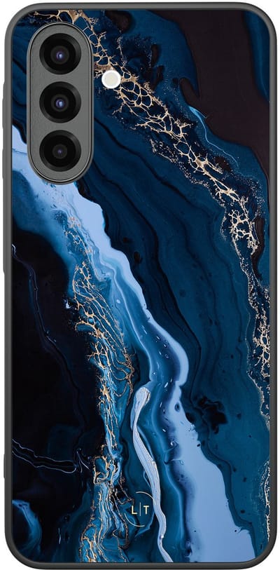 Leuke Telefoonhoesjes - Hoesje geschikt voor Samsung Galaxy A26 - Marmer lagoon blauw - Backcover zwart - Marmer - Blauw