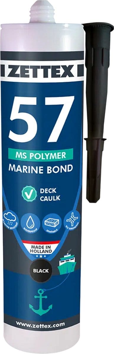 MS57 Marine Bond - Teakdek Kit & Lijm - Waterdicht en UV-Bestendig voor Boten - 290 ml - Zwart