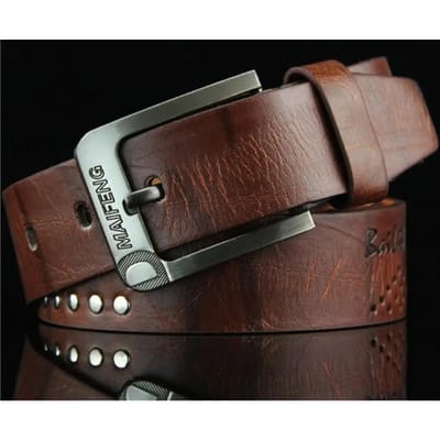 Echt Leer Herenriem Luxe Hoge Kwaliteit Klassieke Gesp Zakelijk Cowboy Vintage Tailleband Legering Riemen 110cm koffie