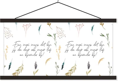 Posterhanger incl. Poster 60x30 cm - Schoolplaat - Vriendschap - Een mooi mens dat ben jij - Quotes - Vrienden - Spreuken - Textielposter - Zwarte latten