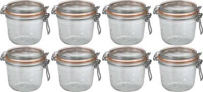 Le Parfait Voorraad/weckpot - 8x - glas - transparant - 10,5 x 10 cm - 500 ml