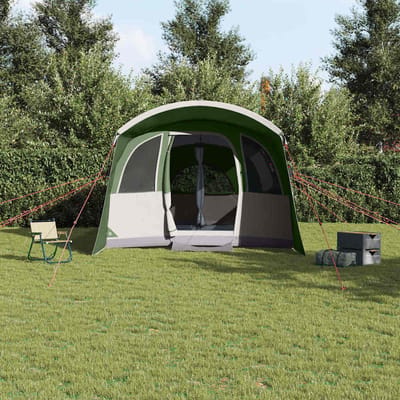 vidaXL - Familietent - met - dak - Groen - en - Wit - 576 - x - 325 - x - 213 - cm