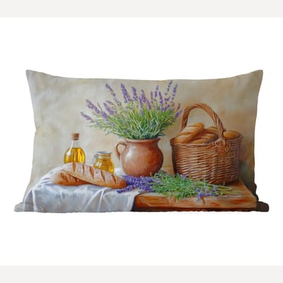 Sierkussens - Kussentjes Woonkamer - 60x40 cm - Lavendel - Brood - Stilleven