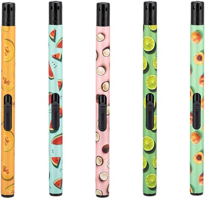 Gasaanstekers 5 stuks - met Fruit print - navulbaar - lange aanstekers - aansteker - kaars aansteker