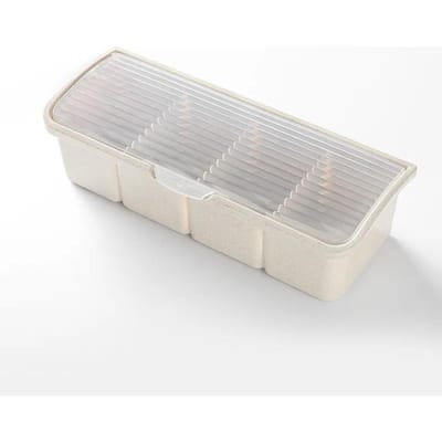 Boîte à épices, récipient de rangement pour condiments, pot à épices à 4 compartiments avec cuillère gray
