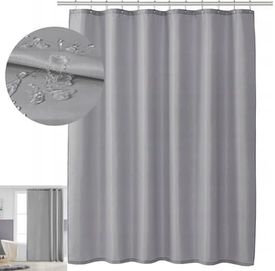 Wishdor Waterdicht Douchegordijn - Met Verzwaarde Onderkant & RVS Oogjes - Inclusief Haakjes - Lichtgrijs - 200x240 cm