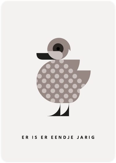 Er is er eendje jarig - 4x leuke verjaardagskaarten om te versturen - kaartenset - kaart met Marmereend - vier kaarten met vogels