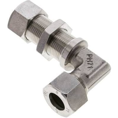15L RVS L-Vorm Snijringkoppeling Schotdoorvoer 315bar ISO 8434-1