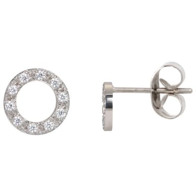 iXXXi Oorbellen Circle Stone 10 mm Zilver