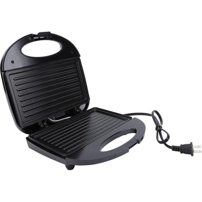 750W Grill Ontbijtmachine Dubbelzijdige Verwarming Anti-aanbak Elektrische Bakmaker voor Steak Sandwich black