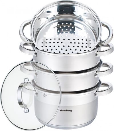 Klausberg 7143 - stoompan - 5 delig - 22cm - rvs - alle warmtebronnen