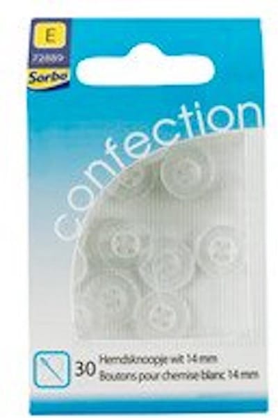 overhemd bloezen knoopjes 4 gaats - 30 hemdsknoopjes wit transparant - 14 mm. sorbo.