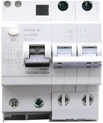 Lekschakelaar - Stroomonderbreker - Huishoudelijke beveiliging - Automatische vacuümschakelaar - 10A tot 63A - Grijs