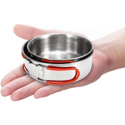 2 Pièces Bols en Acier Inoxydable pour Camping en Plein Air Cuisine Assiettes gray