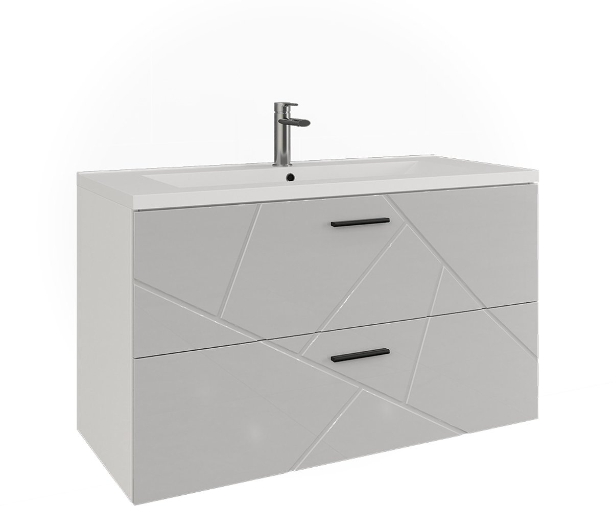 Vicco Badkamermeubelset Irma, Wit/Wit Hoogglans, 2-delig