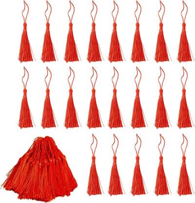 Handgemaakte oranje franjes van zijde, 100 stuks, ideaal voor boekenleggers, souvenirs en DIY-projecten