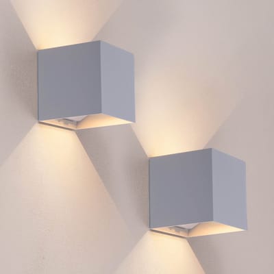Ledvion - 2x USB Oplaadbare Wandlamp met Sensor – 4400 mAh – Grijs – Draadloos – IP44 – Binnen & Buiten – Warm Wit Licht
