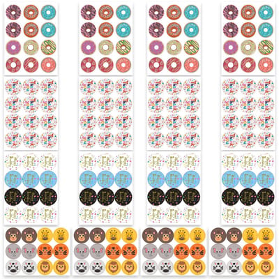 Dailygoods- Stickerset 192-delig - Verjaardagstickers - Taart/Donutstickers - Feestdecoratiestickers - Scrapbook/stickeralbum - Duurzaam PVC materiaal - Decoratiestickers