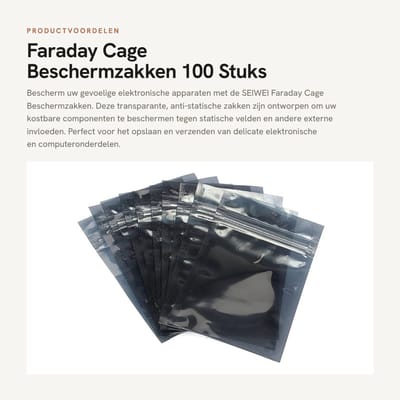 Dailygoods - Faraday Cage Beschermzakken - 100 Stuks, Transparant, Herbruikbaar, Anti-Static ESD