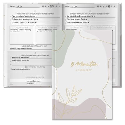 Dailygoods - BIROYAL 5 minuten dagboek voor volwassenen, 128 pagina's, A5, de combinatie van mindfulness- en dankbaarheidsdagboek, mindfulnessdagboek, dagboek voor zelfliefde en motivatie