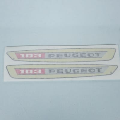 Sticker tanksticker wit 280x38mm voor bromfiets Peugeot 103