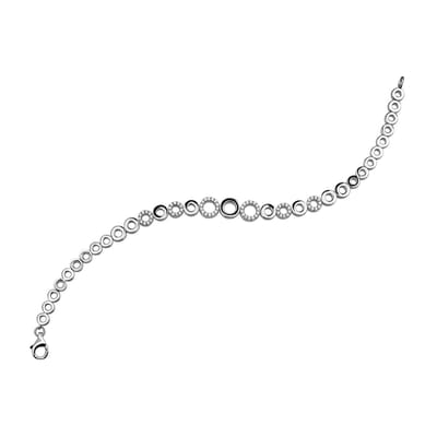 Jewels Inc. - Armband - Fantasie met Ronde Schakels - gezet met Zirkonia - 8mm Breed - Lengte 19cm - Gerhodineerd Zilver 925