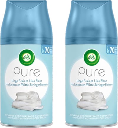 Air Wick Freshmatic Automatische Spray Luchtverfrisser - Fris Linnen & Witte Seringen - Navulling 250ml x2