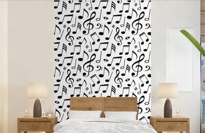 Behang - Fotobehang Muziek - Patronen - Zwart Wit - Breedte 140 cm x hoogte 220 cm