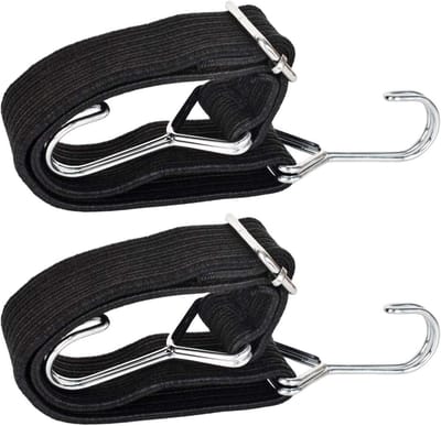Spanbanden met haken - Elastische riemen - Bagage vastzetten - Verstelbare lengte - 60 cm breed - Zwart