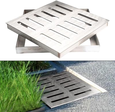 Afvoerrooster Vierkant - Rioolrooster Frame - Efficiënte Drainage - Roestvrij Staal - 20x20cm tot 60x60cm - Zilver