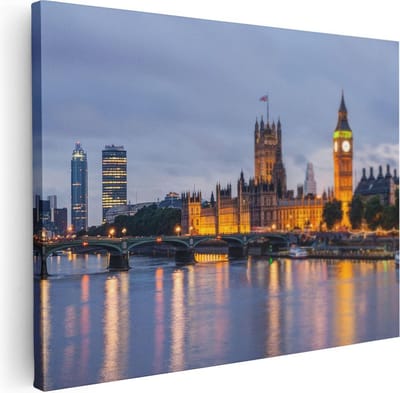 Artaza Canvas Schilderij Big Ben - 40x30 cm - Klein - Wanddecoratie Londen - Muurdecoratie Skyline - Kamer Accessoires