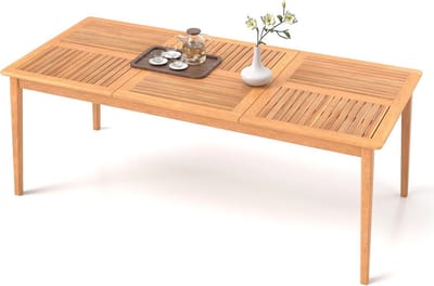Ruime Eettafel voor 8 Personen van Acaciahout met Paraplugas - Weerbestendige Tuintafel 200x90 cm