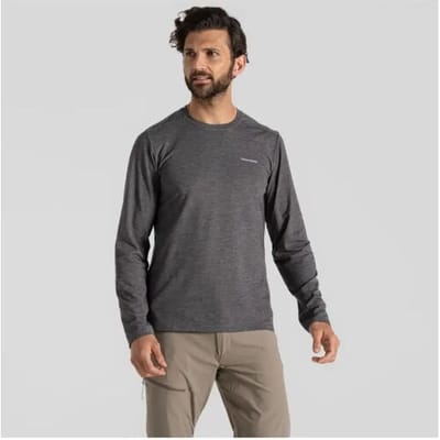 Craghoppers Nosilife Abel LS T-Shirt Heren (Maat - XXL, Kleur - Black Pepper Marl)