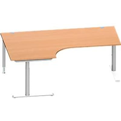 Schäfer Shop Genius hoekbureau MODENA FLEX 90°, aanbouw links, C-poot ronde buis, B 2000 mm, beuken/wit