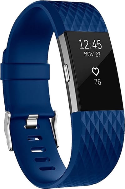 Go Go Gadget - Horlogebandje - Fitbit Charge 2 - Diamant - Siliconen - Donkerblauw - Maat L