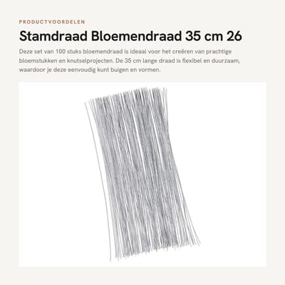 Dailygoods- Bloemendraad 35 cm - 26 gauge draad - 100 stuks - Flexibel - Duurzaam - Licht en dun - Stamdraad