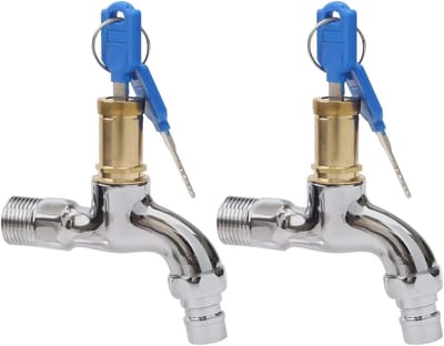 VHV - Buitenkraan - kraan met slot 2 stuks - zinklegering zilver - voor tuin, auto wassen en buitenklussen