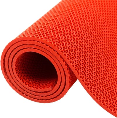 Antislip Mat - Drainagemat Rubberen Mat - Veiligheid Natte Ruimtes - S-vormig Hol Ontwerp - 120x300 cm - Rood