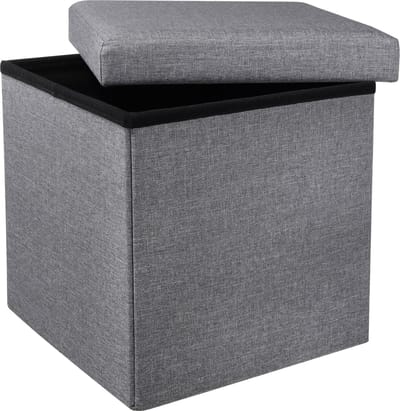 Hi Poef met opslagruimte 38 cm - Opvouwbaar - Grijs