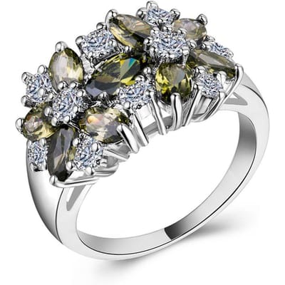 Huitan Sale Cocktailfeest Ring Bloem Zirconia Valentijnsdag Cadeau Mode Sieraden Luxe Ringen voor Vrouwen & Geliefde 10