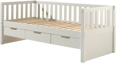 Kajuitbed 90x200 Met 3 Lades In Wit Dennenhout - Friedrich - Vipack - Kajuitbed - Wit - Hout Eenpersoons Kajuitbed