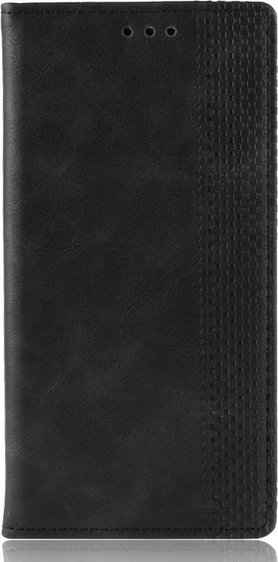 Peachy Vintage case bookcase kunstleer wallet geschikt voor iPhone 7 Plus 8 Plus hoesje - Zwart