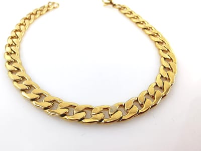 Armband - RVS - goudkleurig - Gourmet schakel - L 18 cm - Br 7 mm - Perfect armband voor dames - Jongemannen.